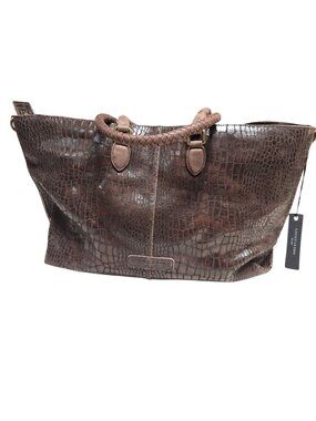 Liebeskind Berline Dark Brown XChelsea Mcroco Leather Large Tote Handbag NWT